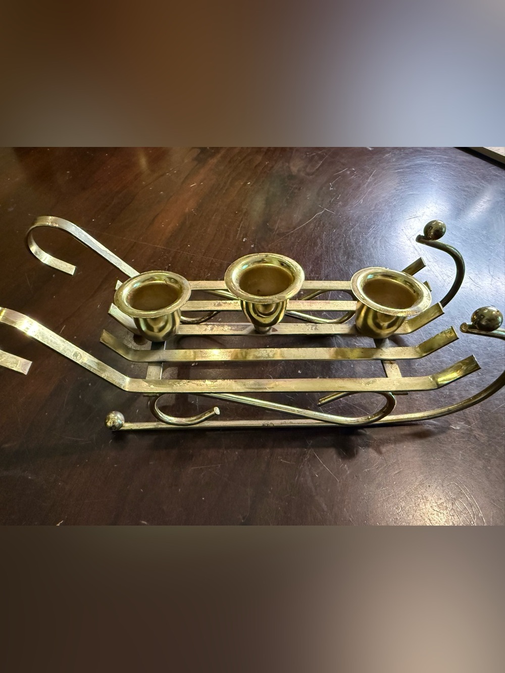 Vintage Brass Candle Sleigh
